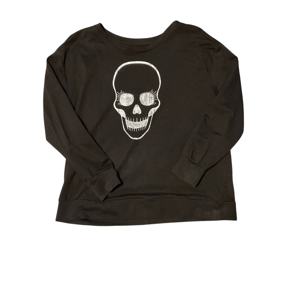 Halloween Long Sleeve Black Shirt with Skull Logo. Size Large